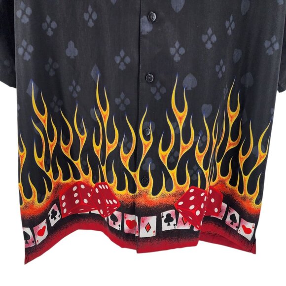 Vintage XNT Mens XL Shirt Las Vegas Cards Suits Poker Black Collared Button Down - Picture 3 of 9